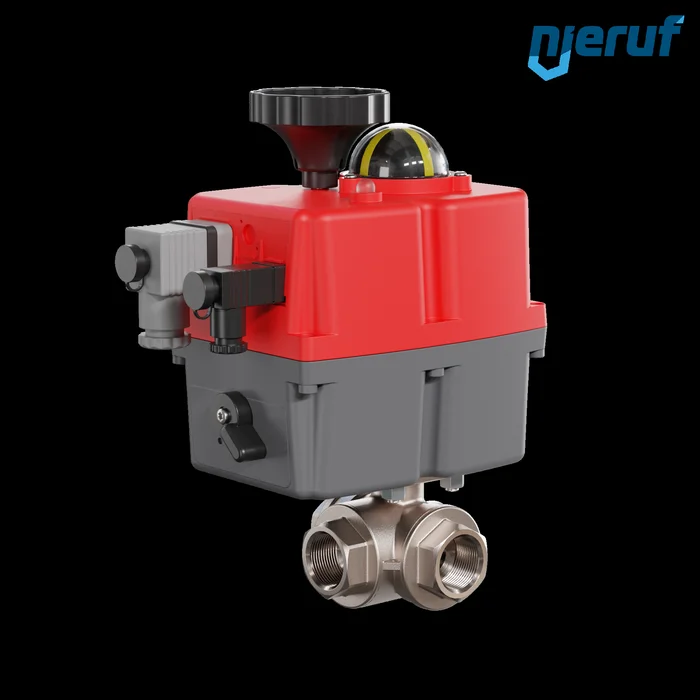 3 Wege Kugelhahn elektrisch 24-240V DN20 – 3/4″ Zoll Messing voller Durchgang mit L-Bohrung