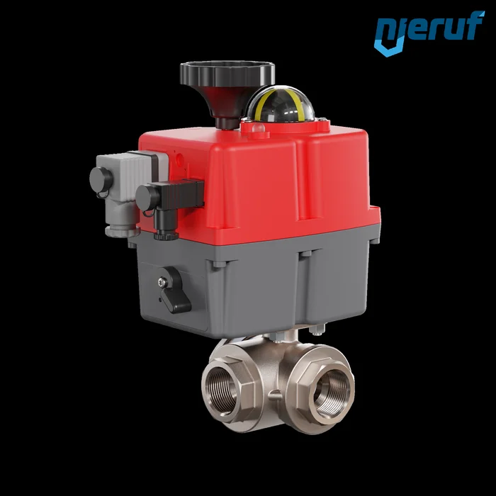 3 Wege Kugelhahn elektrisch 24-240V DN25 – 1″ Zoll Messing voller Durchgang mit L-Bohrung