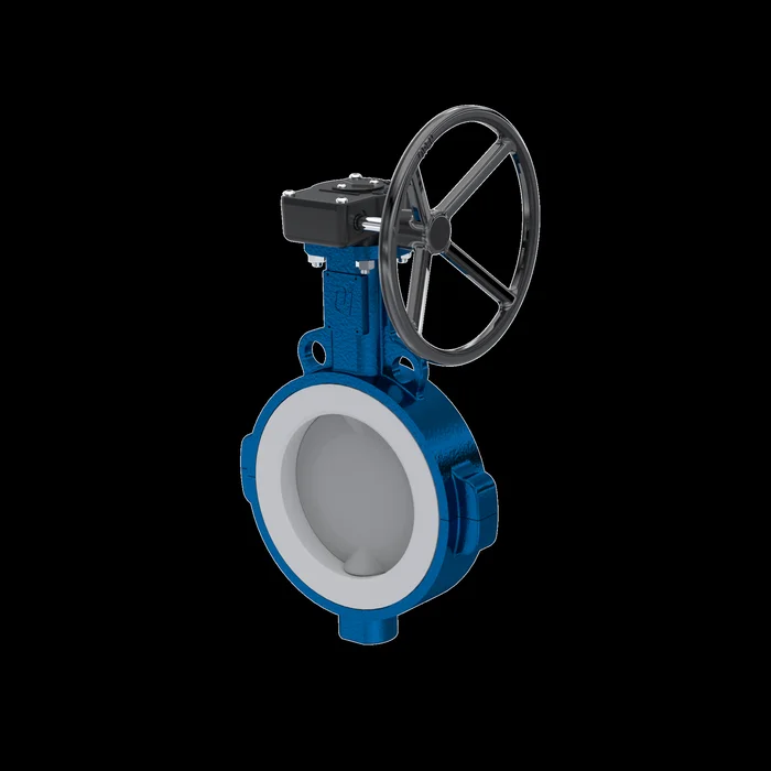 Absperrklappe PTFE AK09 DN200 ANSI150 Handradgetriebe Silikon Einlage