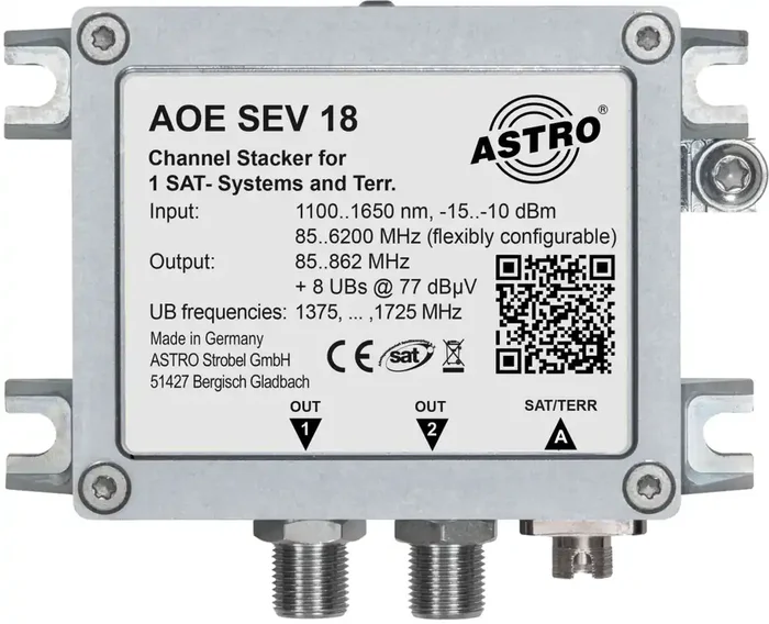 AOE SEV 18 Einkabelumsetzer für 1 SAT, 1 x OPT in, 1 x F out (8 UB)