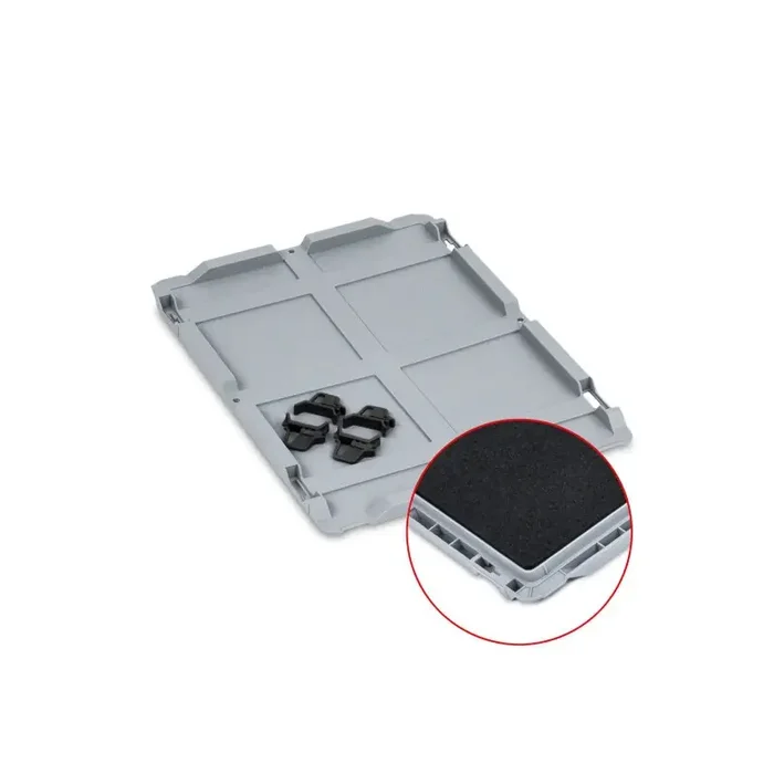 Auflagedeckel Set 400x300mm mit Schaumstoffeinlage und schwarzen Verschlüssen für Eurobox NextGen