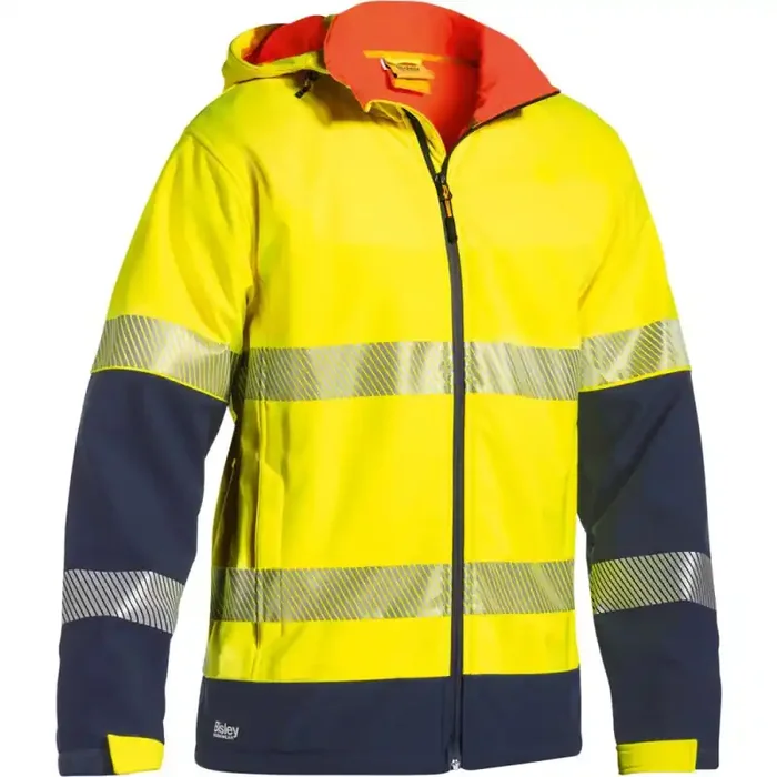 Bisley Warnschutz-Kapuzenjacke HI VIS RIPSTOP gefütterte Regenjacke gelb/navy L
