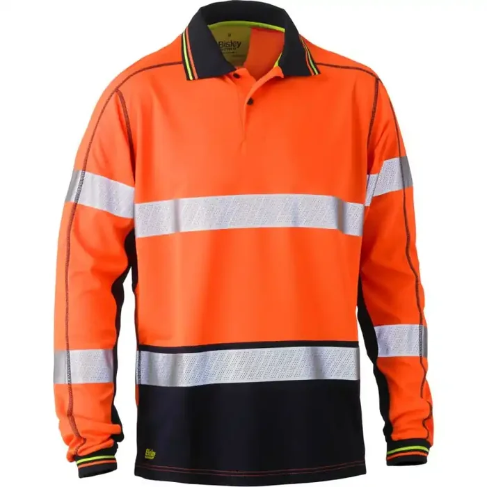 Bisley Warnschutz-Langarmshirt HI VIS LONG SLEEVE POLO Arbeitsshirt orange 2XL