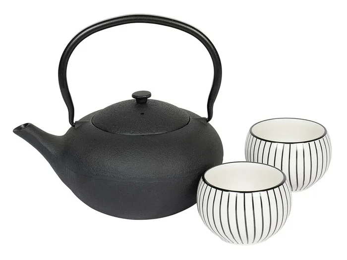BREDEMEIJER Tee-Set Gusseisen/Porzellan Shanxi 1l schwarz 3teilig