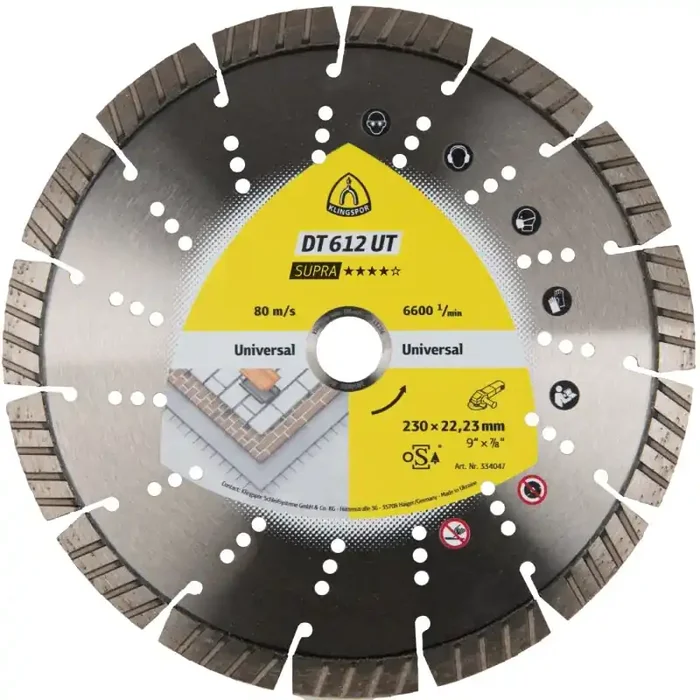 Diamanttrennscheibe DT 612 UT Supra für Beton Kalksandstein Turboverzahnung 230 x 2,4 x 22,23 mm Gewinde M 14