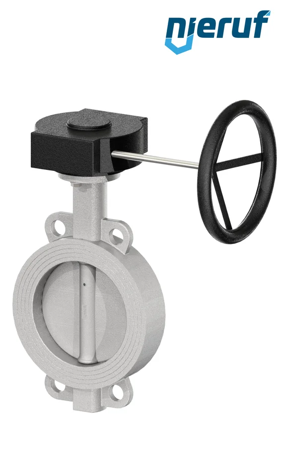 Edelstahl-Absperrklappe DN 100 PN16 Getriebe Metall