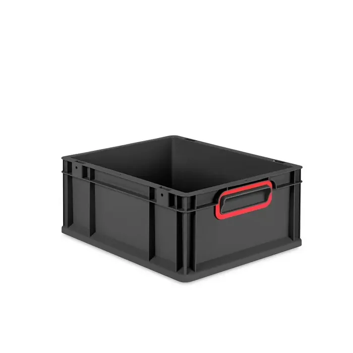 Eurobox NextGen 2.0 Cycle anthrazit geschlossene Griffmulden mit Farbring rot – 400x300x170mm