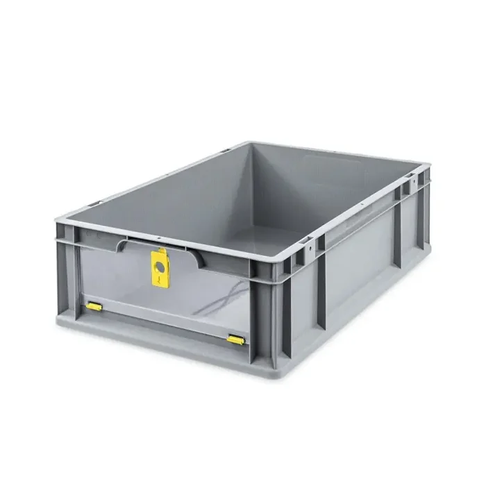 Eurobox NextGen Insight Cover 600x400x170mm mit 80mm hohen Frontöffnung und Abdeckung – Verschluss gelb
