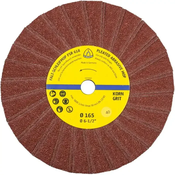 Faltschleifmoprad FSR 618 einreihig 2 Lamellen für Metall universal 165 x 14 mm Körnung 40
