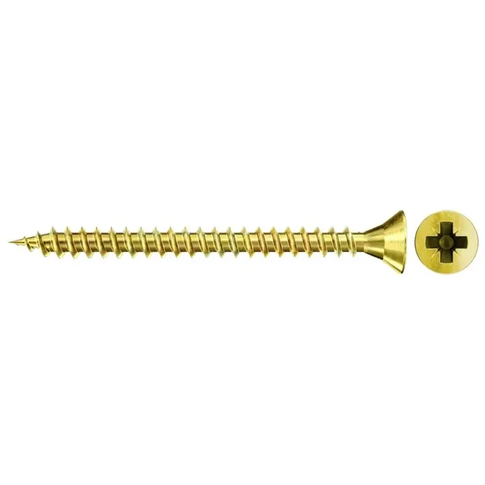 fischer Spanplattenschraube FSPII Vollgewinde Senkkopf PZ2 gelb verzinkt 5 x 25 mm – 500 Stück