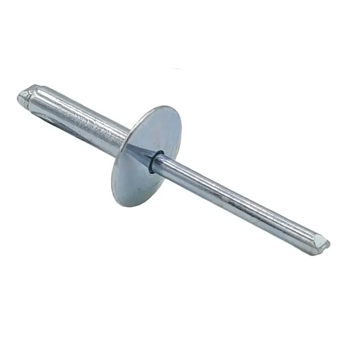 Offene Blindniete mit Sollbruchdorn großer 9,5mm Flachkopf Alu/Stahl 3,2 x 10 – 500 Stück