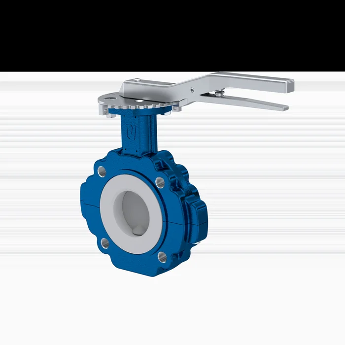 PFA-Absperrklappe PTFE AK10 DN80 ANSI150 Rasthebel EPDM Einlage