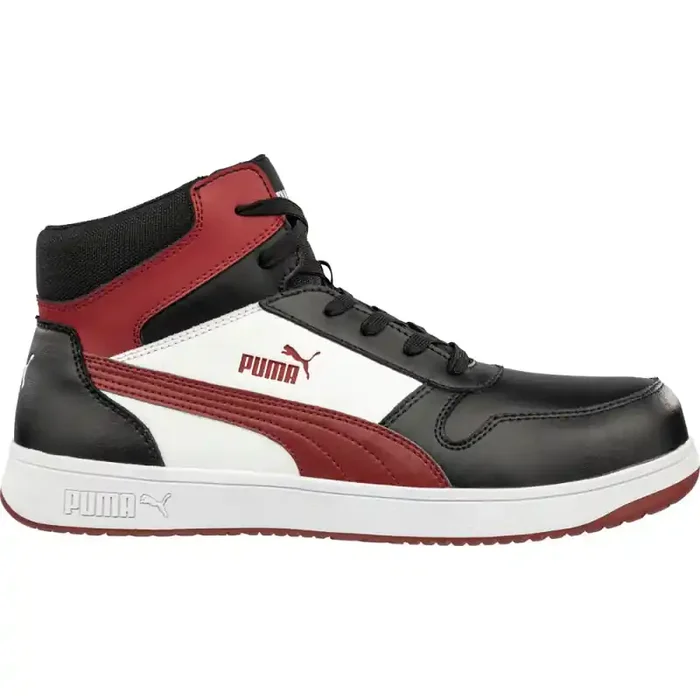 Puma sportlicher Sicherheitsschuh FRONTCOURT MID S3L ESD schwarz/weiß/rot Gr. 41