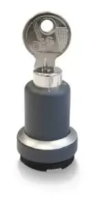 RAFIX 22 FS+, Schlüsselschalter SSG10, Bund rund, Frontring silbermetallic, 1 x 90°, 1 x 40°, rastend / tastend, Abzugsstellung 0