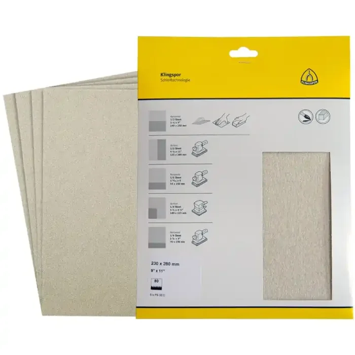 Schleifbogen PS 33 C für Farbe, Lack, Spachtel, Holz 230 x 280 mm Körnung 120 – 5 Stück