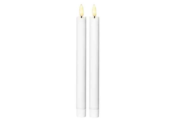 STAR TRADING Leuchterkerze Flamme LED mit Timer 25×2,1cm weiß 2 Stück