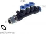 T-Mehrfachverteiler mit AG und 3 Abgängen,IQS, Standard, alle Größen