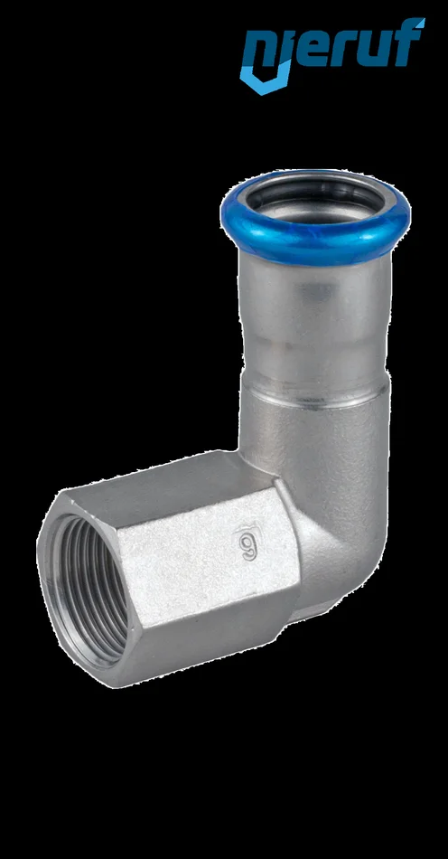 Übergangswinkel 90° I Pressfitting DN12 – 15,0 mm, Innengewinde 1/2″ Zoll Edelstahl