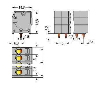 WAGO Leiterplattenklemme25 739-103/000-004